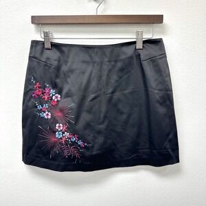 Y2K Vintage Express Embroidered Mini Skirt Black 5/6‎